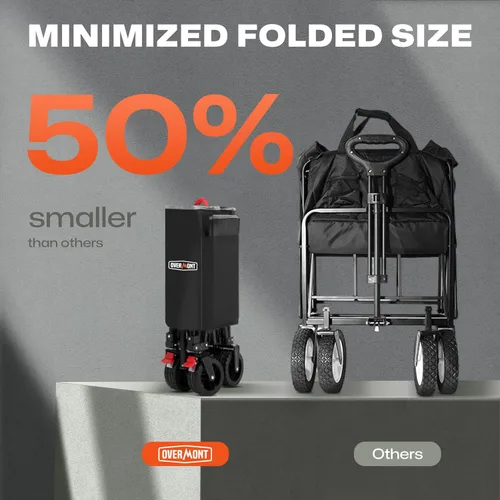 Miniatura 3 de Overmont Carrito plegable con ruedas – Carro plegable de servicio pesado de 180 litros con grandes ruedas todo terreno – Capacidad de peso de 330