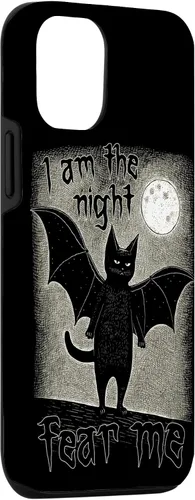 Miniatura 3 de Funda para iPhone 15 I Am The Night Fear Me Cute Black Cat Bat Punk Goth Grunge