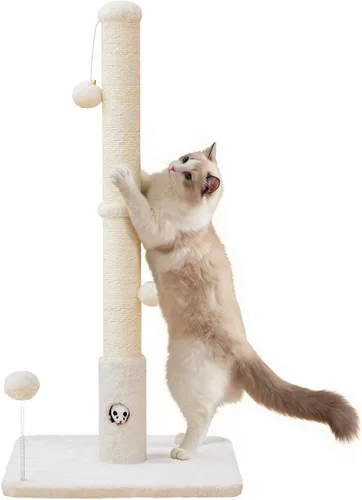 Woochpet Postes rascadores para gatos de 33" para gatos adultos, rascador de gatos con base cubierta de tela suave y cuerda de sisal duradera,