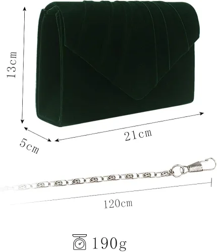 Miniatura 6 de ZIUMUDY Bolsos de embrague plisados sobre de terciopelo elegante de la boda de la noche de la cadena