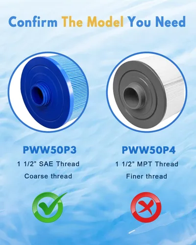 Miniatura 3 de Filtro de Reemplazo para Spa de 50 Pies Cuadrados de 5 Micras Plegable (Paquete de 2) Filtro para Bañera de Hidromasaje con Rosca de Enroscamiento