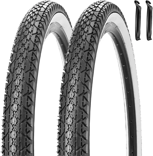 Miniatura 11 de 26 Inch Bike Tires 26 X 2.125(57-559) Replacement Tires or Schrader Valve Inner Tubes AV 32mm for Beach Cruiser Bike Par negro con palanca