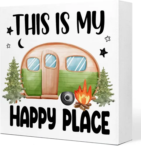 Miniatura 7 de Cartel divertido de camping – Cartel de madera con texto en inglés «Love Is Staying Together After Trying to Park the Camper», decoración