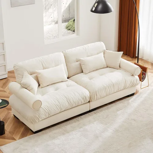 Miniatura 20 de Otomana beige para sofá modular modular, sofá individual, asiento otomano para sofá modular convertible, sofás de terciopelo para sala de estar