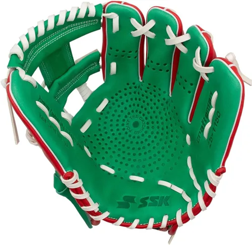 Miniatura 3 de SSK Z5 Craftsman Guante de béisbol para infield – 11.25” - 11.5” - 11.75” - 12” – Lanzamiento con mano derecha y izquierda Rojo/Verde Kelly/Blanco