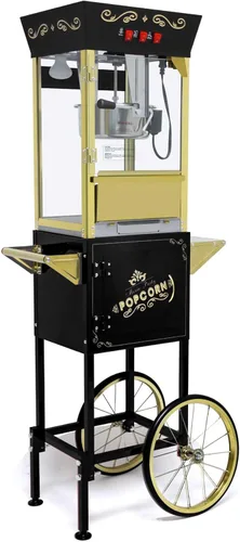 Miniatura 19 de Máquina de palomitas de maíz vintage con carrito, carrito de palomitas de maíz de 6 onzas, máquina para hacer palomitas de maíz con gabinete de Rojo
