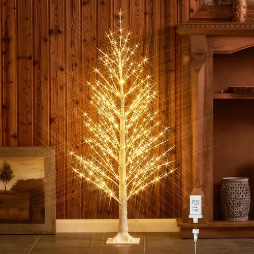 Miniatura 9 de BAOLITVINE Árbol de Navidad alpino de 6 pies, 810 luces LED blancas cálidas, árbol blanco artificial con luces para el hogar, festival de Navidad