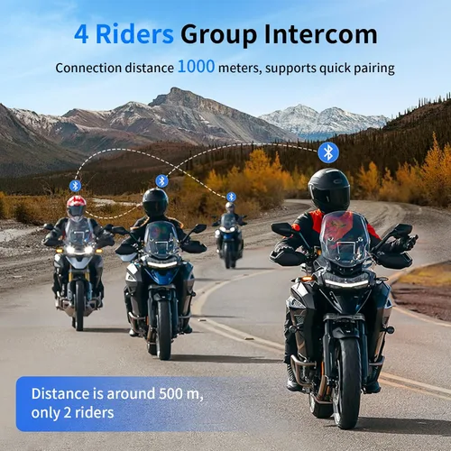 Miniatura 2 de Fodsports M1-S Air - Auriculares Bluetooth para motocicleta con compartición de música, intercomunicador de 4 vías para moto, sistema