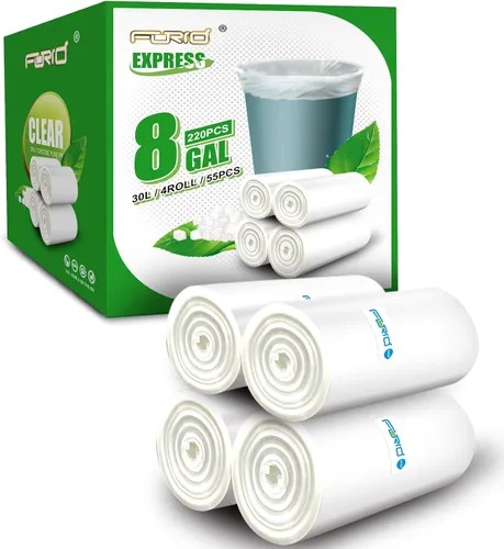 Miniatura 10 de FORID Bolsas de basura transparentes, bolsas de basura de 8 galones, bolsas de basura de plástico para basura, 110 unidades, para baño, dormitorio