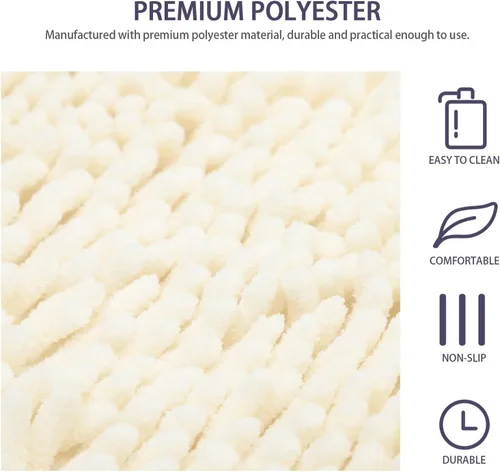 Miniatura 6 de NUOBESTY Tapete absorbente antideslizante para baño, tapete de ducha de poliéster absorbente de agua para bañera, cocina, suelo mojado, blanco