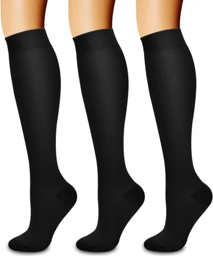 Paquete de 3 pares de calcetines de compresión médica para mejorar la circulación de mujeres y hombres, para correr, hacer deporte y amamantar