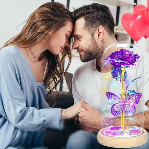 Miniatura 5 de QUNPON Regalos de rosas para el día de la madre, regalos de rosas para mujeres, regalos de cumpleaños para mujeres, flores de mariposa moradas