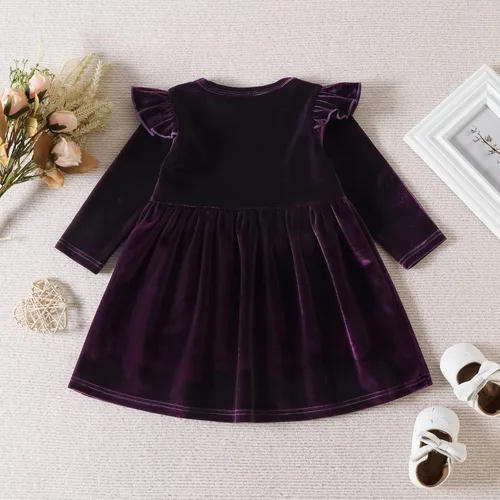 Miniatura 156 de IDOPIP Vestido tutú de terciopelo para niñas pequeñas, vestido de manga larga para princesa, Navidad, cumpleaños, fiesta, boda, vestidos de otoño e