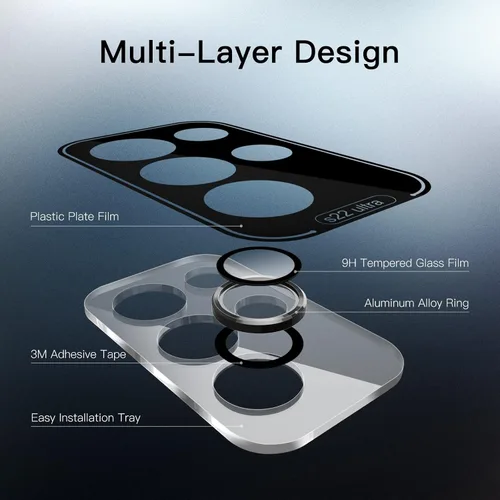 Miniatura 6 de JETech Protector de lente de cámara para Samsung Galaxy S22 Ultra 5G de 6.8 pulgadas, cubierta de anillo individual de metal de vidrio templado 9H