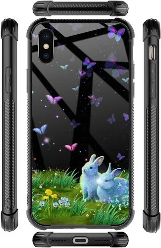 Miniatura 7 de Funda para iPhone Xs Max, diseños de girasol, estrella, cielo, cubierta trasera de cristal templado antiarañazos, esquinas reforzadas, carcasa