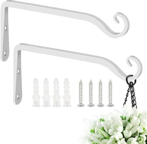 Miniatura 21 de FEED GARDEN Ganchos de pared para plantas colgantes de 10 pulgadas, paquete de 2 soportes de metal resistentes para plantas, con capacidad para 48
