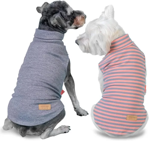 Miniatura 22 de KYEESE Paquete de 2 suéteres para perro, sudadera elástica para perros, ropa suave para mascotas, abrigos cálidos para perros, cuello alto, suéteres