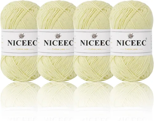 Miniatura 13 de NICEEC 4 madejas de hilo de algodón suave para bebé, 4 capas, manualidades DIY, peso fingering, hilo para manta para ganchillo y tejido, total 700