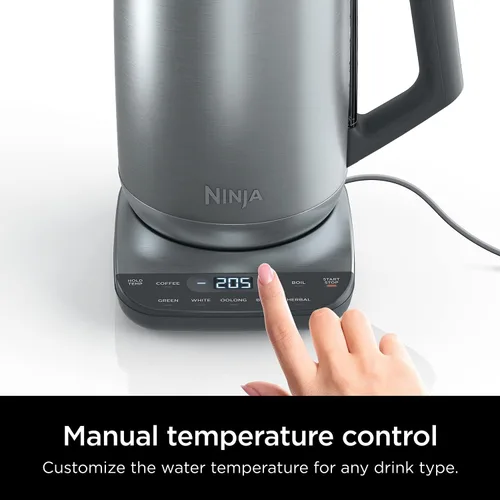 Miniatura 6 de Ninja KT200 - Hervidor eléctrico de temperatura de precisión, 1500 vatios, sin BPA, inoxidable, capacidad de 7 tazas, ajuste de temperatura de Acero