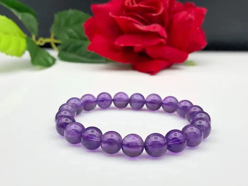 Miniatura 6 de Pulsera elástica con cuentas de amatista natural, Gema, Amatista