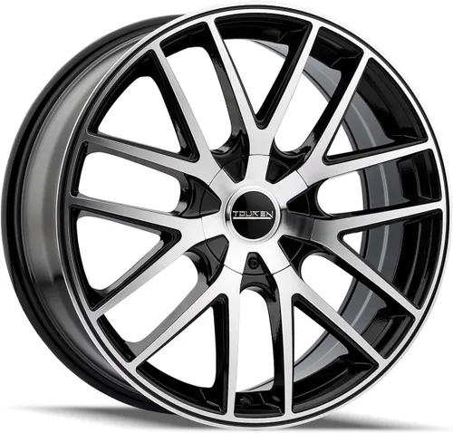 Touren TR60 - Llanta negra/cara mecanizada/anillo negro (16 x 7 pulgadas /100 x 100 mm, compensación de 42 mm)