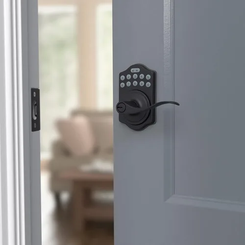 Miniatura 6 de Amazon Basics Teclado electrónico, cerradura de puerta de entrada sin llave con cerrojo y mango, teclado para puerta delantera con pomo, cerraduras
