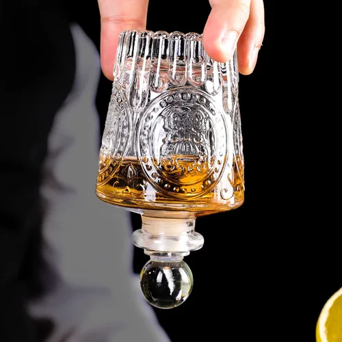 Miniatura 6 de SuproBarware Juego de 4 botellas de vidrio para cóctel con tapa de aleación de zinc para cóctel y exhibición (4 piezas)