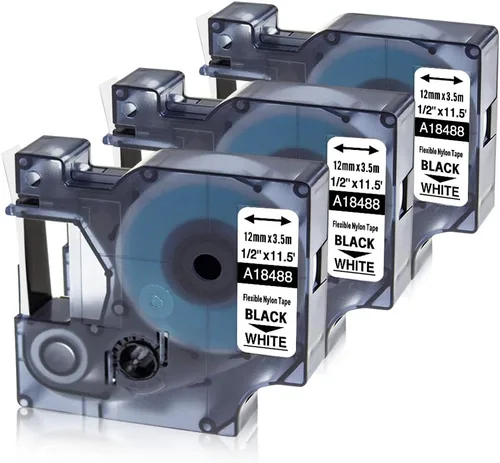 Cinta de etiquetas de repuesto para Dymo 18488 Rhino 4200 5200 5000 6000 3000 nailon flexible compatible con repuestos para etiquetadoras