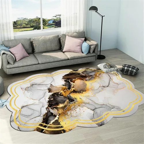 Miniatura 15 de Alfombra de área de mármol negro dorado y gris, 2 x 3 pies, alfombras impresas con patrón geométrico moderno, alfombra decorativa