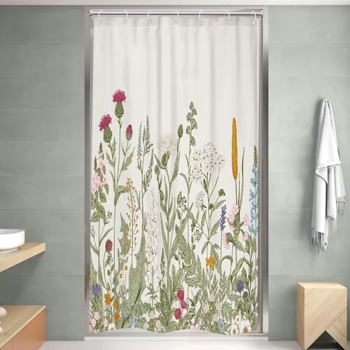 Miniatura 2 de Riyidecor - Cortina de ducha con estampado de flores silvestres para decorar un baño pequeño o una ventana, 36 pulgadas de ancho x 72 pulgadas