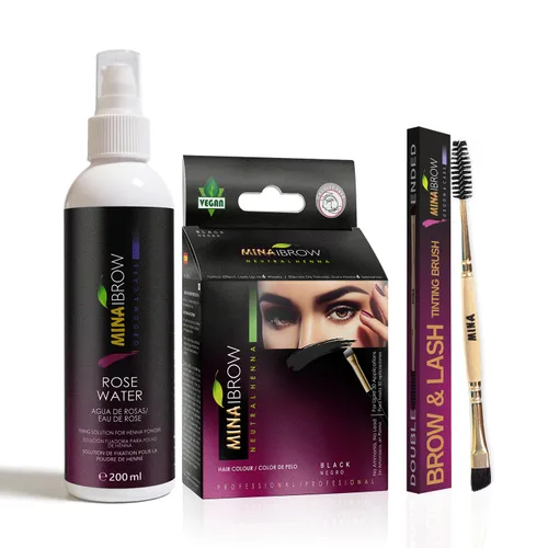 Miniatura 15 de MINA iBrow Kit de Color de Henna Profesional para Cabello con Paquete Combinado de Pincel Cubre Cabello Canoso - Dura hasta 6 semanas Sin