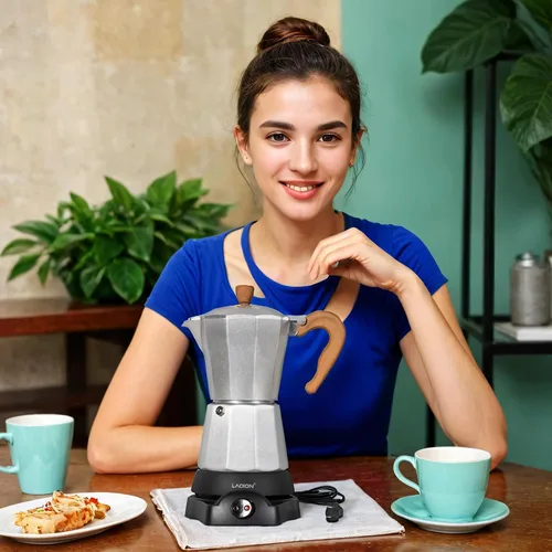 Miniatura 6 de LAOION Cafeteras Eléctricas Modernas, Cafetera de Espresso Portátil de 6 Tazas, Cafetera Moka de 300ml con Base Desmontable y Protección contra