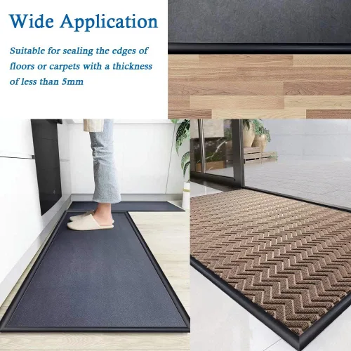 Miniatura 5 de Tira de transición de suelo autoadhesiva para alfombras y pisos, tira de borde de PVC para transición de umbral adecuada para umbral de altura Negro