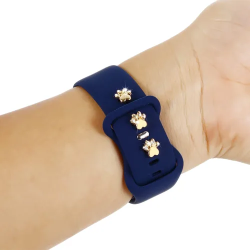 Miniatura 5 de 3 piezas de clavos decorativos de metal brillante compatibles con Apple Watch Band 45/44/42/41/40/38mm bandas de silicona para mujeres iWatch Series