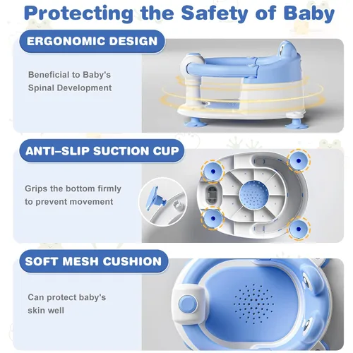 Miniatura 5 de Asiento de baño para bebé de 6 meses en adelante, asientos de baño antideslizantes para niños pequeños para sentarse, silla de bañera para bebés
