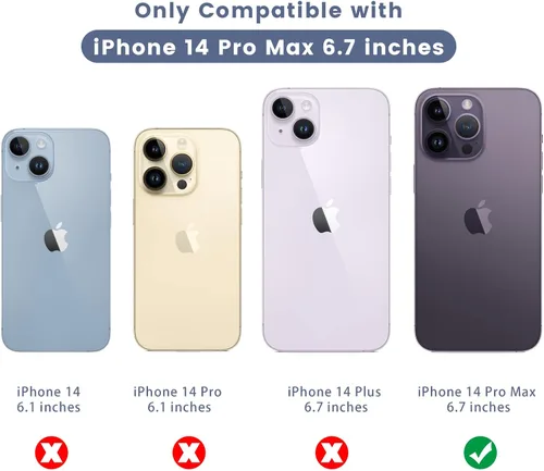 Miniatura 2 de Maxdara Funda para iPhone 14 Pro Max, con cubierta deslizante para cámara y soporte giratorio de 360° integrado y protector de pantalla de vidrio