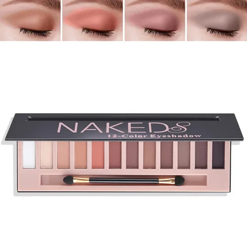 Paleta de sombras de ojos desnudas de 12 colores, paleta de sombra de ojos natural mate nude brillante altamente pigmentada, juego de paleta de