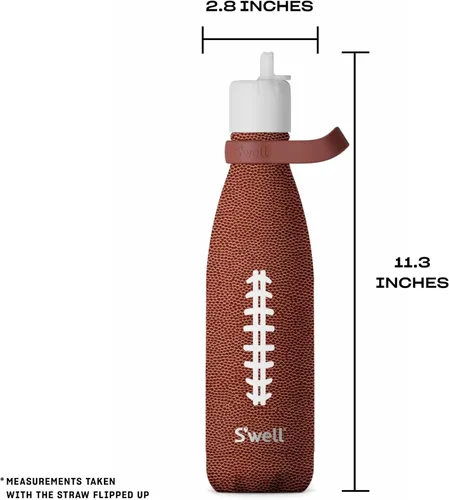 Miniatura 4 de S'well Botella de agua de acero inoxidable con tapa de popote abatible y asa, 17 onzas, End Zone, recipientes aislados al vacío de triple capa que