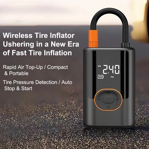 Miniatura 3 de Inflador de neumáticos portátil, compresor de aire inalámbrico, medidor de presión digital, 150 PSI, linterna LED, 4 modos preestablecidos
