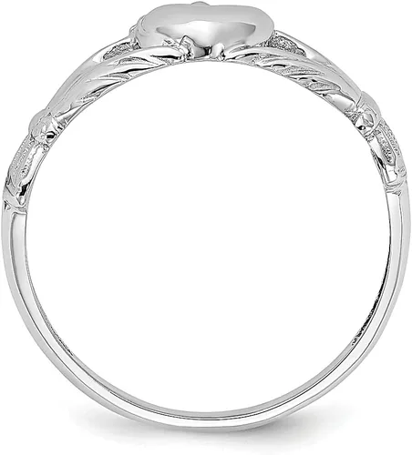 Miniatura 2 de Anillo Claddagh de oro blanco de 14 quilates, joyería fina celta para mujer, regalos para ella, Oro blanco de 14k, oro, blanco