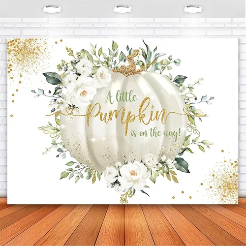 Miniatura 9 de Avezano A Little Pumpkin is on The Way - Telón de fondo de calabaza para baby shower, decoración de otoño floral, calabaza, baby shower, fondo