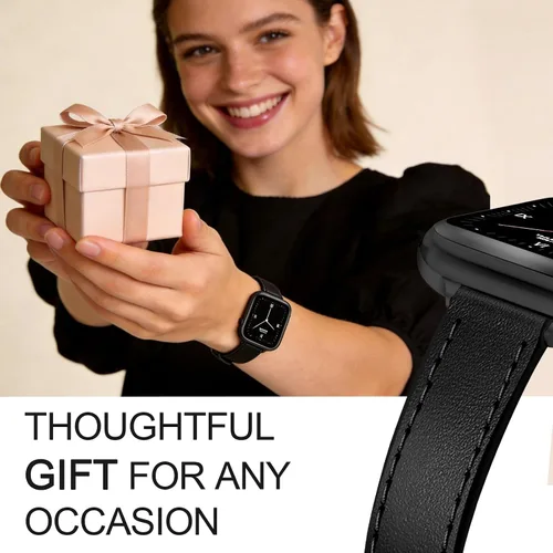 Miniatura 6 de JR.DM Correas de cuero delgadas compatibles con Apple Watch Band 1.496 in 1.575 in 1.614 in 1.654 in 1.732 in 1.772 in 1.811 in 1.929 in, correa