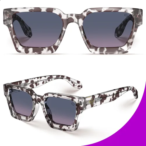 Miniatura 25 de VISOONE Moda 100% UV400 Protección Rectángulo TR90 Y2K Gafas de sol Accesorios para Mujeres Hombres RIVER, Carne de suelo/Gris Rosa