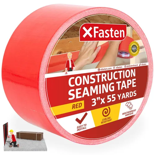 Miniatura 8 de XFasten - Cinta de cosido para construcción roja de 3" x 55 yardas (paquete de 6, total 990 pies) Cinta de revestimiento para cinta de resina epoxi