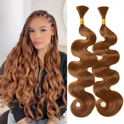 Miniatura 21 de Cabello bohemio para trenzar de 18 pulgadas, 2 paquetes de cabello ondulado profundo a granel para trenzas bohemias, sin trama, extensiones