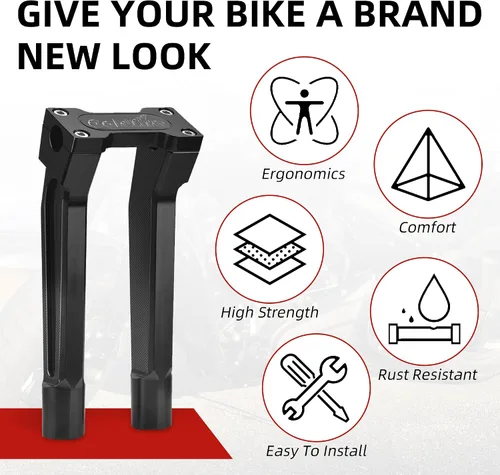 Miniatura 4 de Abrazadera superior para manillar de 1 pulgada / 0.984 in, kit de extensión de barra de mango alto de 6 pulgadas, ajuste universal para Harley