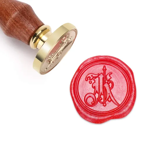Miniatura 14 de Mceal Sello de cera, sello de latón con mango de madera, letra victoriana Y