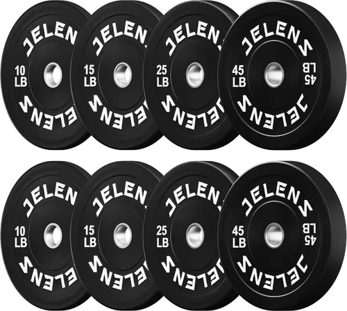 Miniatura 16 de Juego de Placas de Peso para Barra Olímpica JELENS, Juego de Pesos de Goma de 2 Pulgadas Negro/Colorido para Entrenamiento de Fuerza y Levantamiento