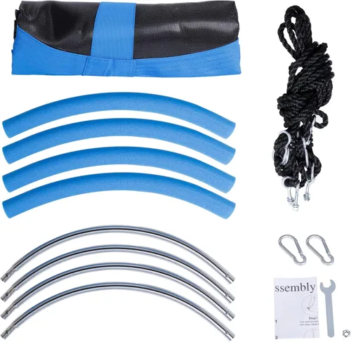 Miniatura 7 de SUPER DEAL Columpio de Platillo de Árbol Azul de 48 Pulgadas para Niños y Adultos, Capacidad de Peso de 700 Libras, Asiento de Columpio Volador