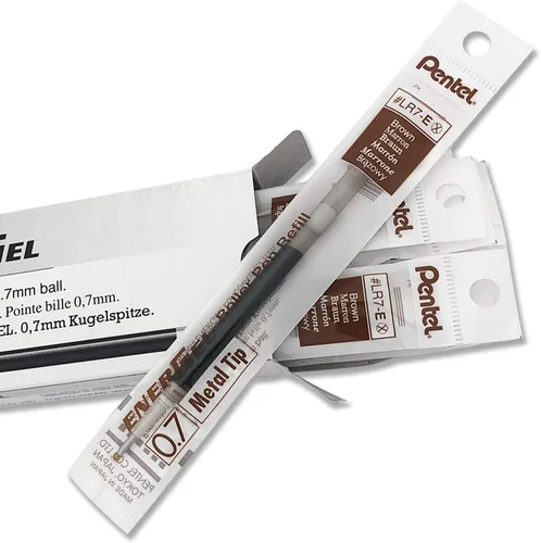 Miniatura 5 de Tinta de repuesto Pentel para bolígrafo de gel retráctil EnerGel RTX, paquete de 12, 0.7mm, punta media, marrón (LR7-E)